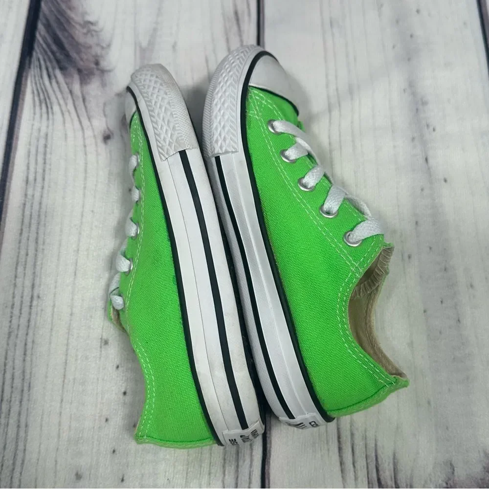 Converse Chuck Taylor All‎ Star Kids Lime Green Low Sneakers Youth Size 12.5